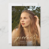 Gold Calligraphy Script Afstuderen Photo Invitatio Kaart (Voorkant)