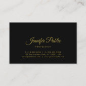 Gold Calligraphy Script Elegant Black Minimalist Visitekaartje (Voorkant)