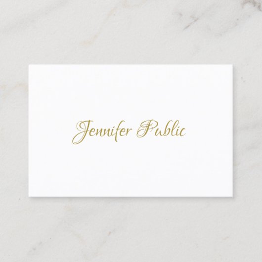 Gold Calligraphy Script Elegant Minimalist Trendy Visitekaartje (Voorkant)