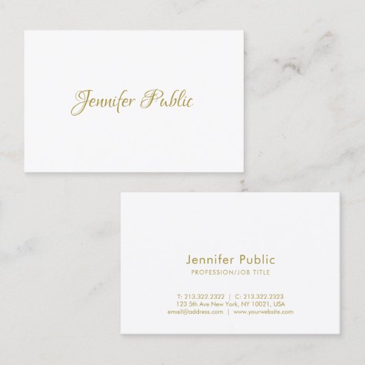 Gold Calligraphy Script Elegant Minimalist Trendy Visitekaartje (Voorkant / Achterkant)