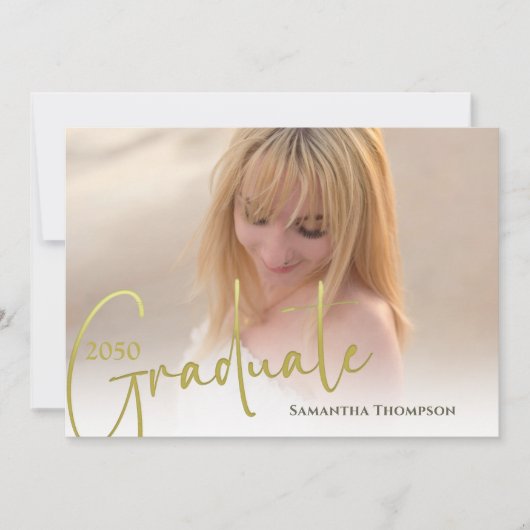 Gold Calligraphy Script Minimal Photo QR Code Kaart (Voorkant)