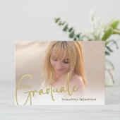 Gold Calligraphy Script Minimal Photo QR Code Kaart (Staand voorkant)