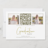 Gold Calligraphy Script Minimal Photo QR Code Kaart (Achterkant)
