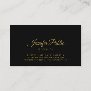 Gold Calligraphy Script minimalist Elegant Black Visitekaartje