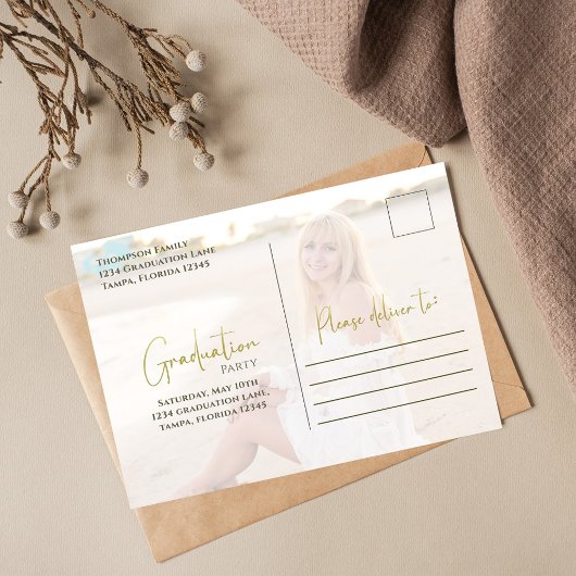 Gold Calligraphy Script minimalist Two Photo Briefkaart