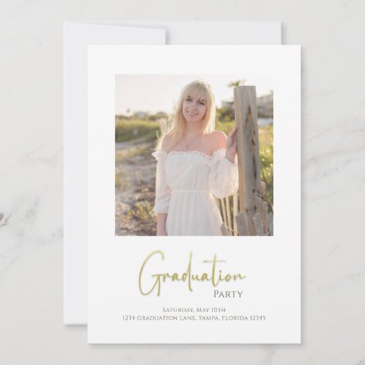 Gold Calligraphy Script minimalist Two Photo Kaart (Achterkant)