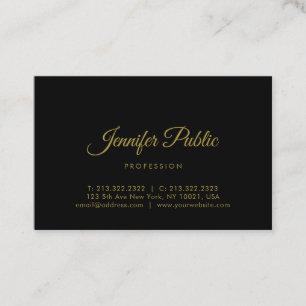 Gold Calligraphy Script Modern minimalist Black Visitekaartje