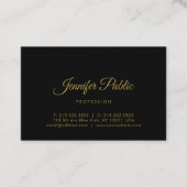 Gold Calligraphy Script Modern minimalist Black Visitekaartje (Voorkant)