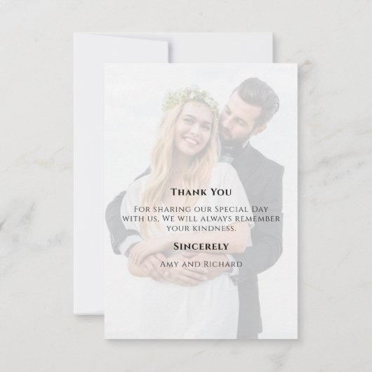 Gold Calligraphy Script Moderne Simple Two Photo Bedankkaart (Achterkant)