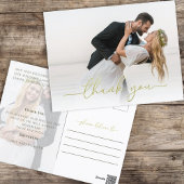 Gold Calligraphy Script Moderne Simple Two Photo Briefkaart