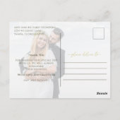 Gold Calligraphy Script Moderne Simple Two Photo Briefkaart (Achterkant)
