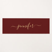 Gold Calligraphy Script Personalized Name Maroon Yogamat (Voorkant (horizontaal))