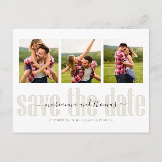 Gold Calligraphy Script Photo QR Code Budget Aankondigingskaart (Voorkant)