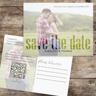 Gold Calligraphy Script Photo QR Code Budget Aankondigingskaart