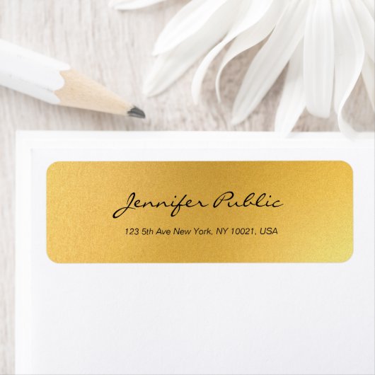 Gold Calligraphy Script Simple Elegant Sjabloon Etiket (Insitu)