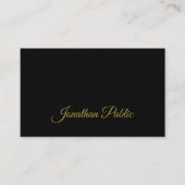 Gold Calligraphy Script Sleek Black Attraction Visitekaartje (Voorkant)