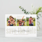 Gold Calligraphy Script Stylish Multi Photo Save The Date (Staand voorkant)