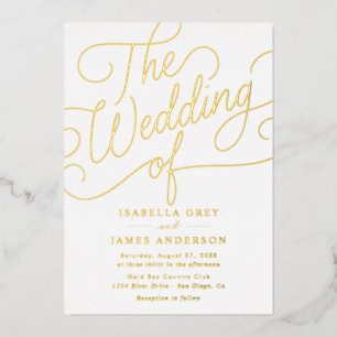 Gold Calligraphy Script Wedding Folie Uitnodiging