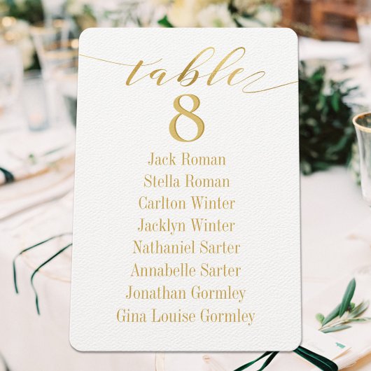Gold Calligraphy Seating Chart Kaart