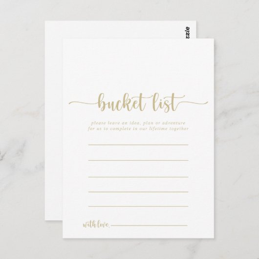 Gold Calligraphy Simple Bucket List-kaarten Briefkaart (Voorkant / Achterkant)