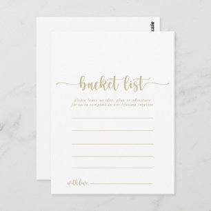 Gold Calligraphy Simple Bucket List-kaarten Briefkaart