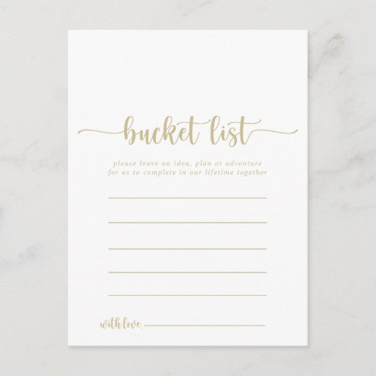 Gold Calligraphy Simple Bucket List-kaarten Briefkaart (Voorkant)