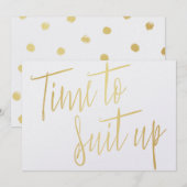 Gold Calligraphy "Time to suit" Kaart (Voorkant / Achterkant)