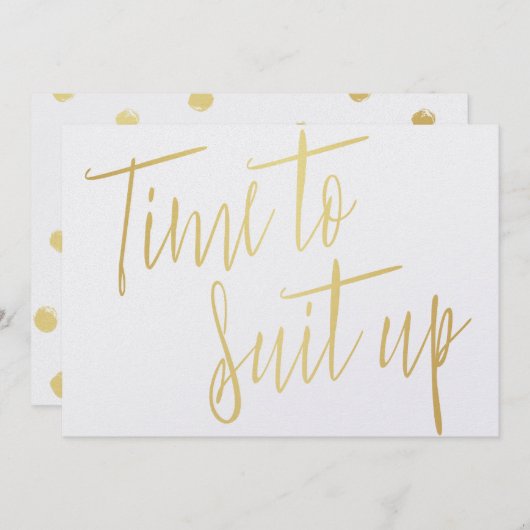 Gold Calligraphy "Time to suit" Kaart (Voorkant / Achterkant)