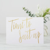 Gold Calligraphy "Time to suit" Kaart (Staand voorkant)