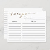 Gold Calligraphy Vrijgezellenfeest Recipe Kaart (Voorkant / Achterkant)