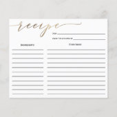 Gold Calligraphy Vrijgezellenfeest Recipe Kaart (Voorkant)