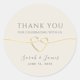 Gold Calligraphy Weddenschap Hartelijk dank Ronde Sticker