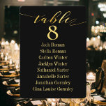 Gold Calligraphy Wedding Black Seating Chart Kaart<br><div class="desc">Swaalde lettertype zwarte kalligrafie tegen scherp wit papier voor tabelkaarten.</div>