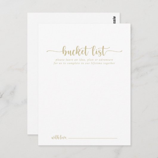 Gold Calligraphy Wedding Bucket List-kaarten Briefkaart (Voorkant / Achterkant)