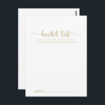 Gold Calligraphy Wedding Bucket List-kaarten Briefkaart<br><div class="desc">Deze goudkalligrafie trouwensemmer-lijstkaarten zijn de perfecte activiteit voor een rustige trouwreceptie of vrijgezellenfeest. Het eenvoudige en elegante ontwerp kenmerkt klassieke en fancy manuscripttypografie in goud. Verander de formulering om het even welke levensgebeurtenis aan te passen. Emmer wordt apart verkocht.</div>