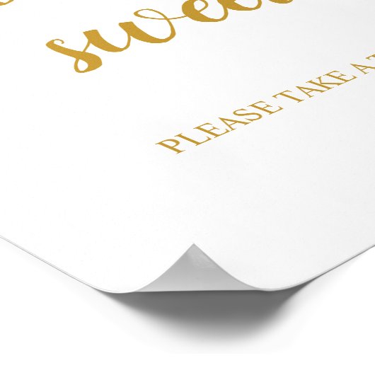 Gold Calligraphy Wedding Love is Sweet Sign Poster (Hoek)