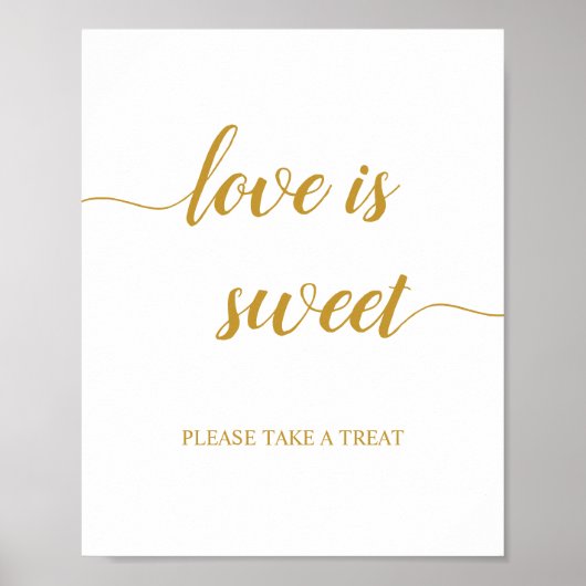 Gold Calligraphy Wedding Love is Sweet Sign Poster (Voorkant)