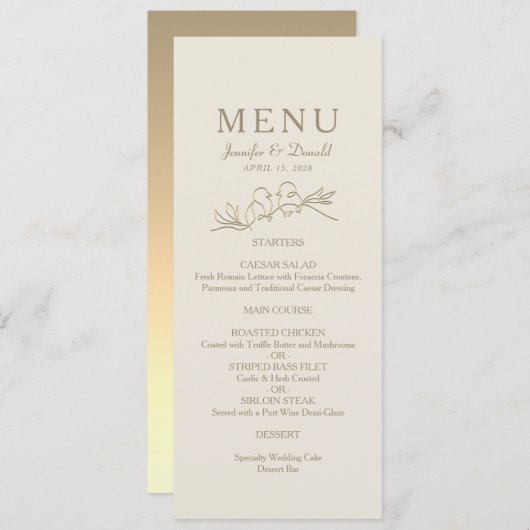Gold Calligraphy Wedding Menu (Voorkant / Achterkant)