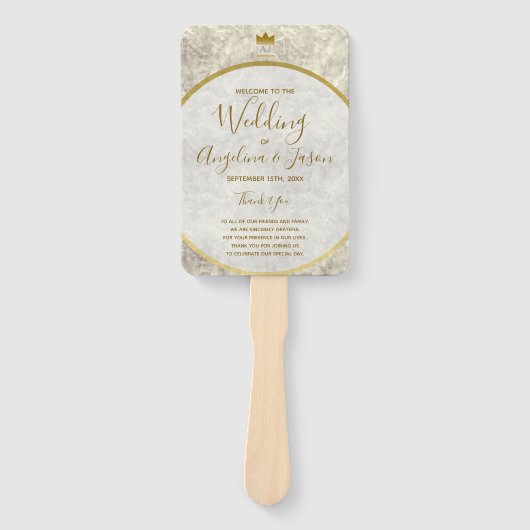 Gold Calligraphy Wedding Programme Handwaaier (Voorkant)