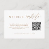 Gold Calligraphy Wedding QR Code Wedding Website Informatiekaartje (Voorkant)