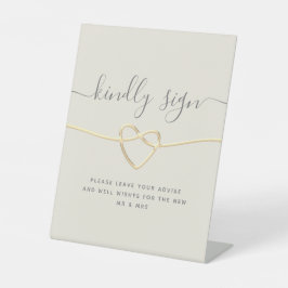 Gold Calligraphy Wedding Reclamebord Met Voetstuk