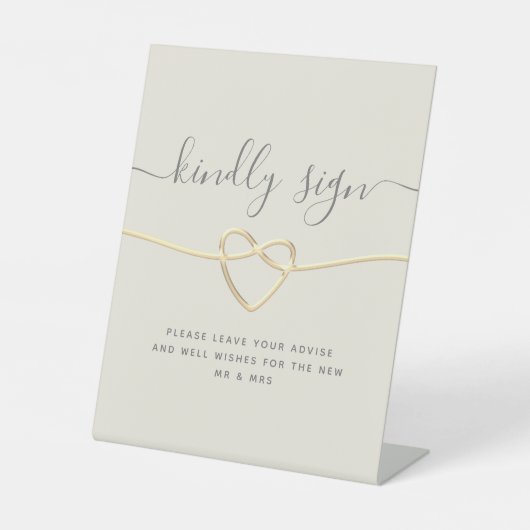 Gold Calligraphy Wedding Reclamebord Met Voetstuk (Voorkant)