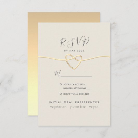 Gold Calligraphy Wedding RSVP Kaartje (Voorkant / Achterkant)