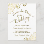 Gold Calligraphy Wedding Save the Date White Aankondigingskaart (Voorkant)