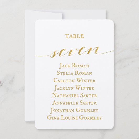Gold Calligraphy Wedding Seating Chart Kaart (Voorkant)