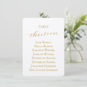 Gold Calligraphy Wedding Seating Chart Kaart (Staand voorkant)