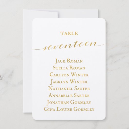 Gold Calligraphy Wedding Seating Chart Kaart (Voorkant)