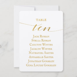 Gold Calligraphy Wedding Seating Chart Ten Kaart