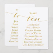 Gold Calligraphy Wedding Seating Chart Ten Kaart (Voorkant / Achterkant)