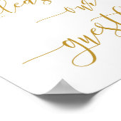 Gold Calligraphy Weduwen Sign Ons gastboek Poster (Hoek)